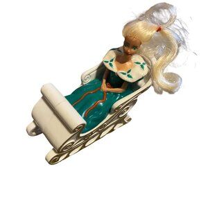 Vtg 1995 Mattel Barbie Christmas Sleigh Ride Doll Blonde Christmas Toy McDonalds